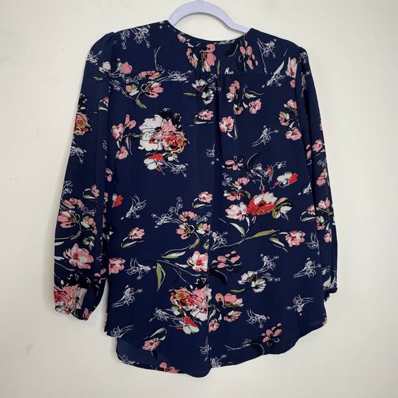 Fun2fun Kenmore Split Neck Floral Blouse in Blue NWOT Size Small - Picture 6 of 9